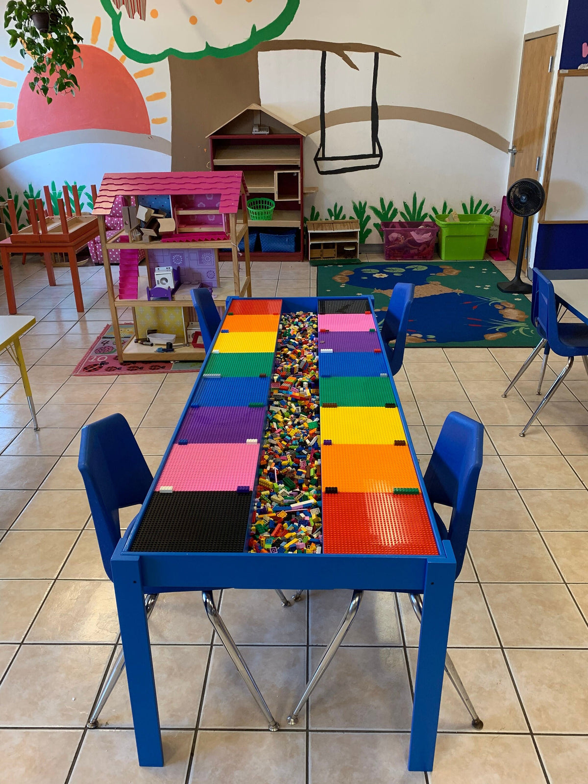 Huge, commercial sized, building bricks Table, activity table, STEM TABLE, train table, Design Patent Pending, art table, playroom furniture