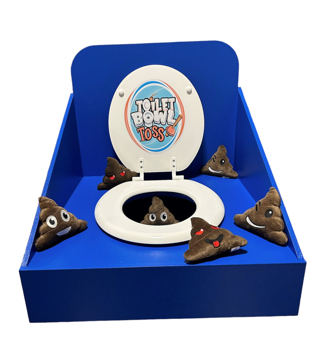 Toilet Bowl Toss Carnival Game, Poop Emoji Carnival Game